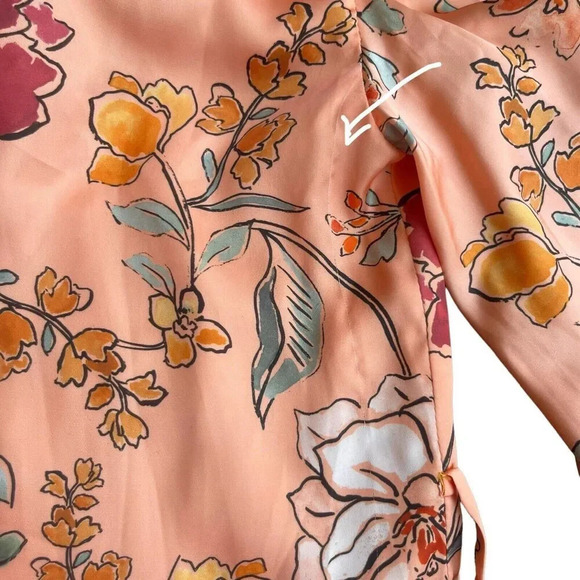 MAJORELLE Floral Blazer Flare Long Sleeve Double Breasted Rayon Peach Jacket XS - Picture 4 of 6